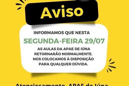 imagem Retorno às aulas da APAE de Iúna