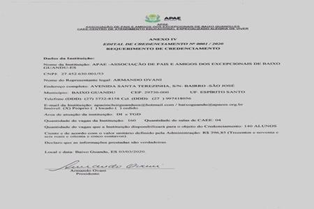 imagem Requerimento de credenciamento SEDU 